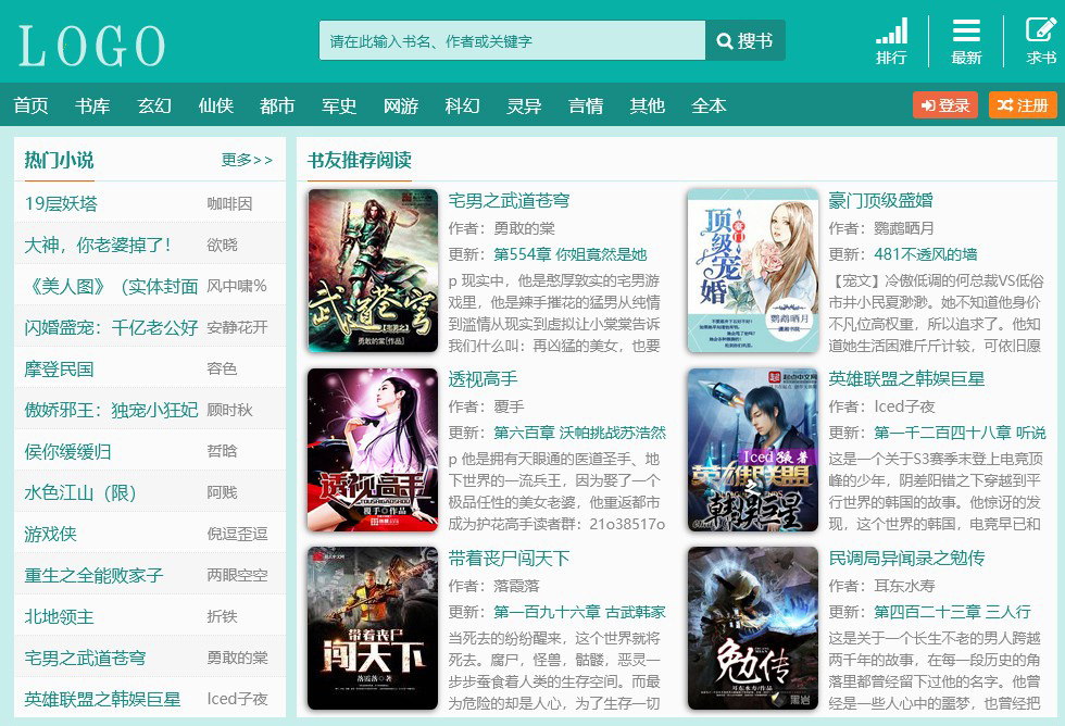 杰奇小說源碼小說模板+帶WAP手機版