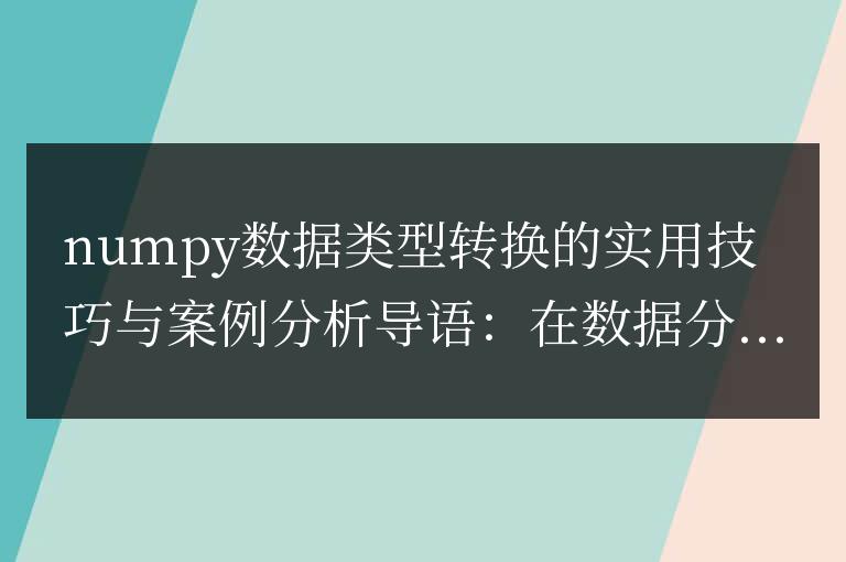 使用numpy進行數(shù)據(jù)類型轉(zhuǎn)換的實用技巧和案例分析