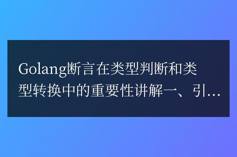 Golang斷言在類型判斷和類型轉(zhuǎn)換中的重要性講解