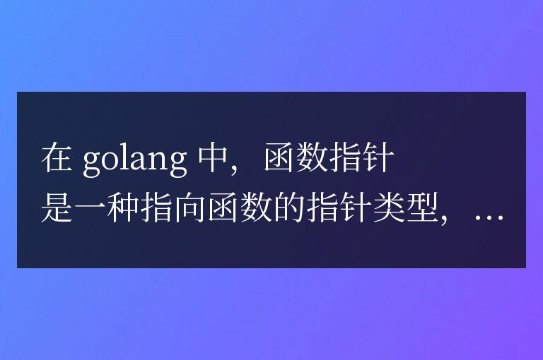 解析 Golang 函數(shù)指針的特性與用法