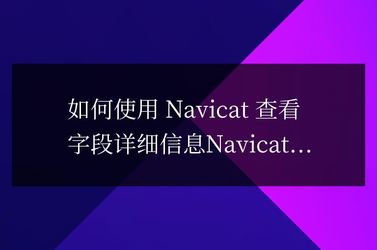 navicat怎么看字段詳細信息