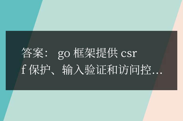 Golang框架的安全性考慮因素有哪些?